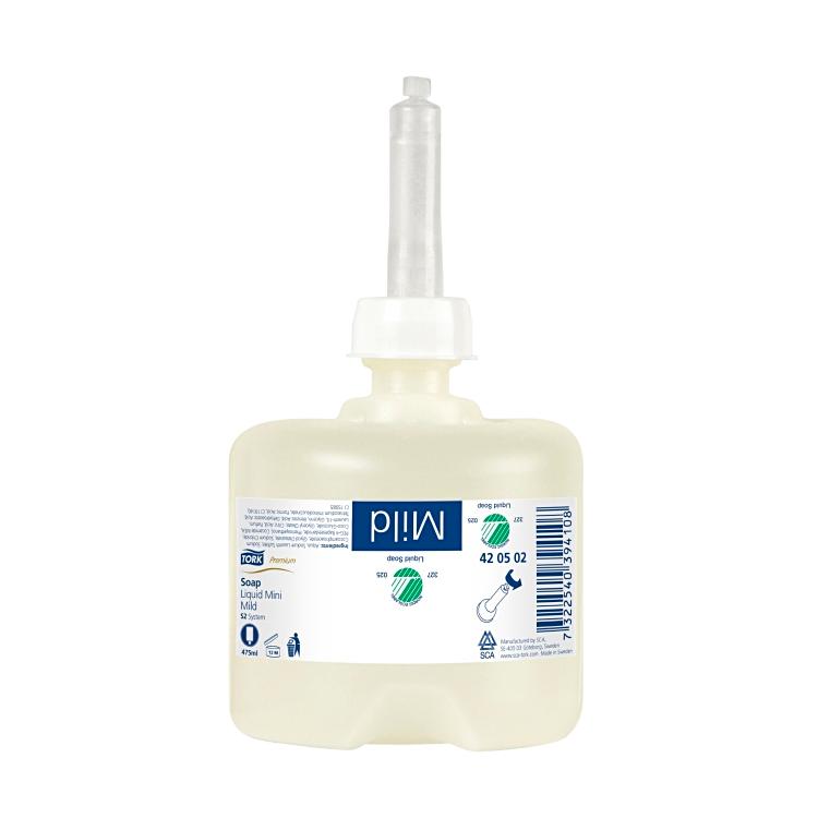Tork, milde Mini-Flüssigseife, 420502, Premium, 475 ml pro Flasche, S2, 457 ml