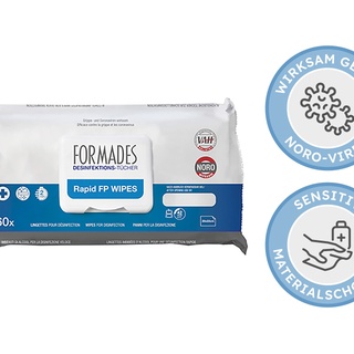 Formades Rapid FP Wipes (NEW), Sensitive, désinfection des surfaces, 20x23 cm, 60 pces par Flowpack incl. COV