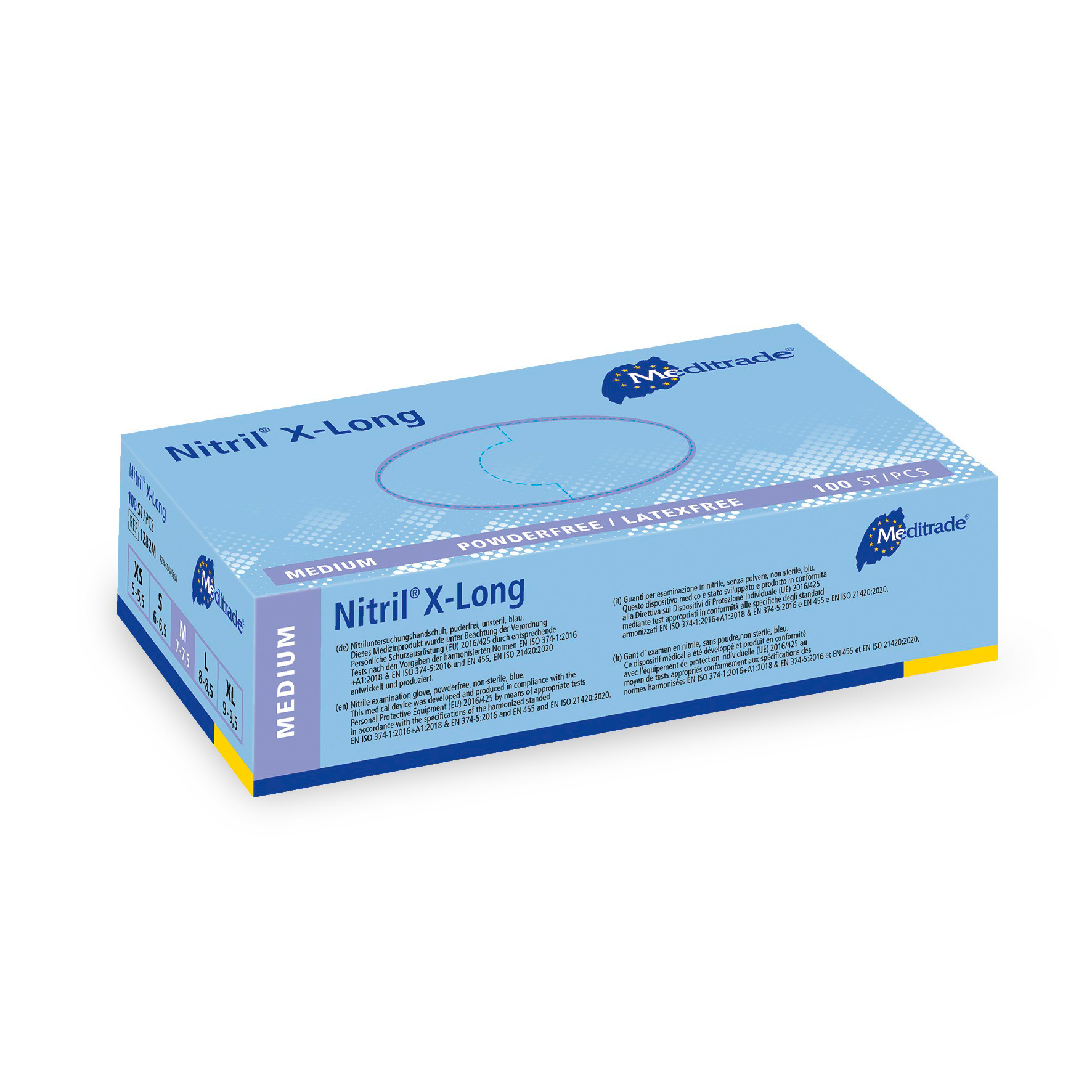 Nitril® X-Long, Blau, Untersuchungshandschuh, puderfrei, Medium, 100 Stk.