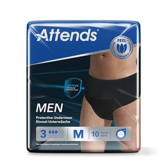 Attends for Men 3, Protective Pants, M black, 10 pcs.