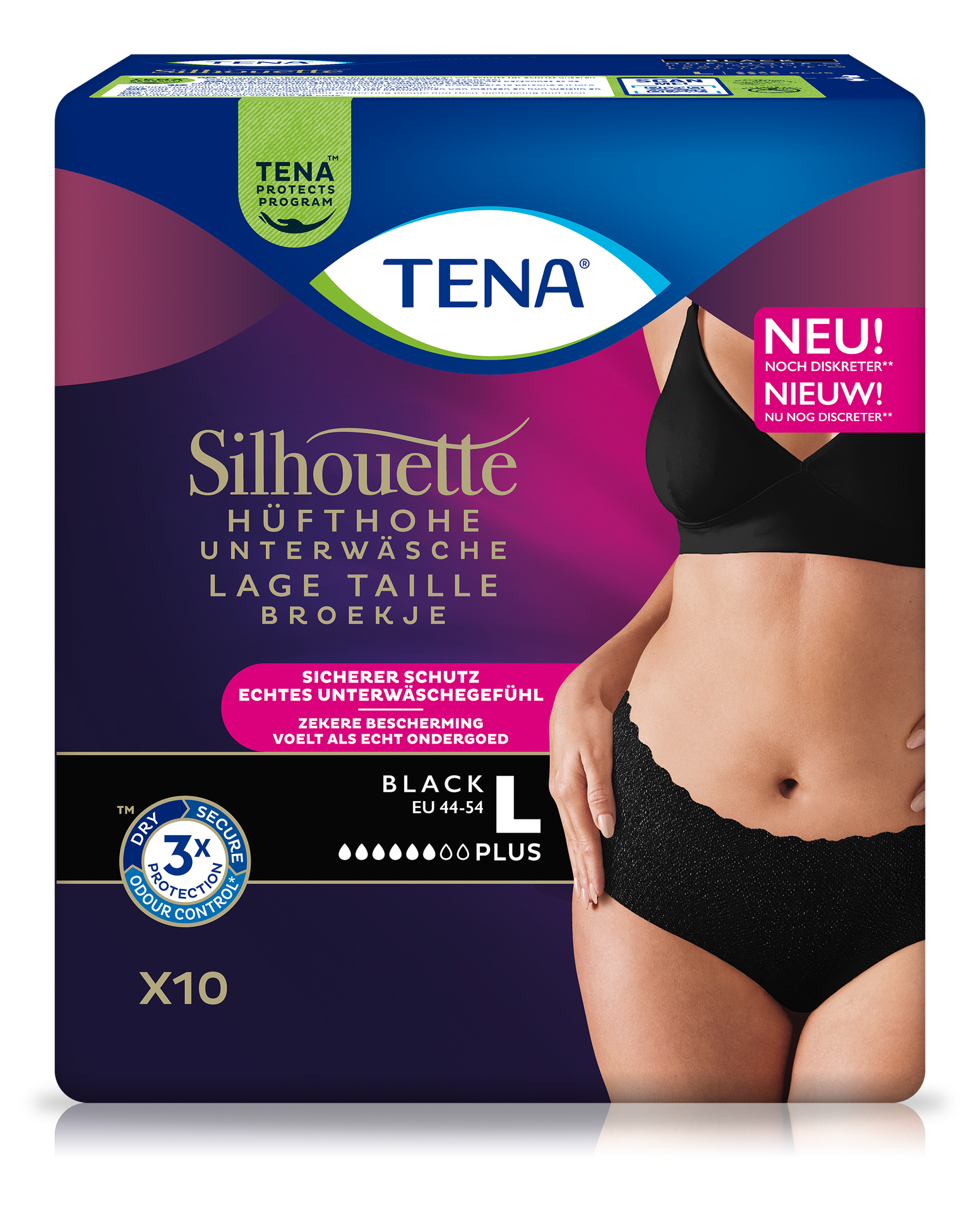 TENA Silhouette Plus (Schwarz, L)