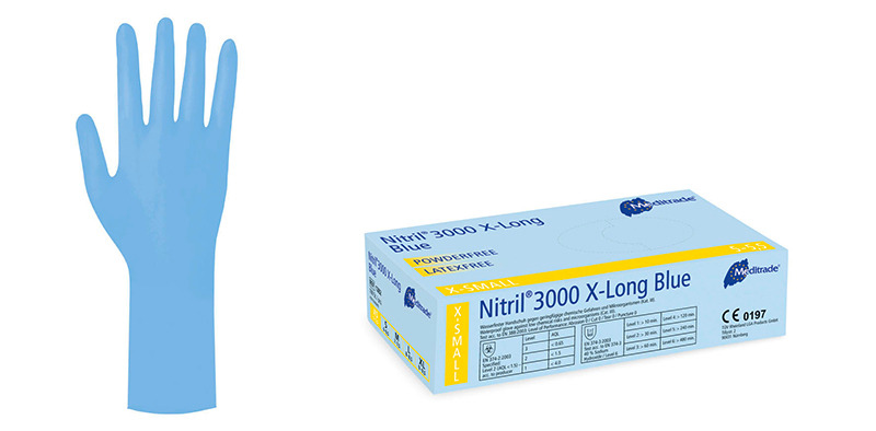 Nitril® X-Long, blue, examination glove, powder-free, small, 100 pcs.