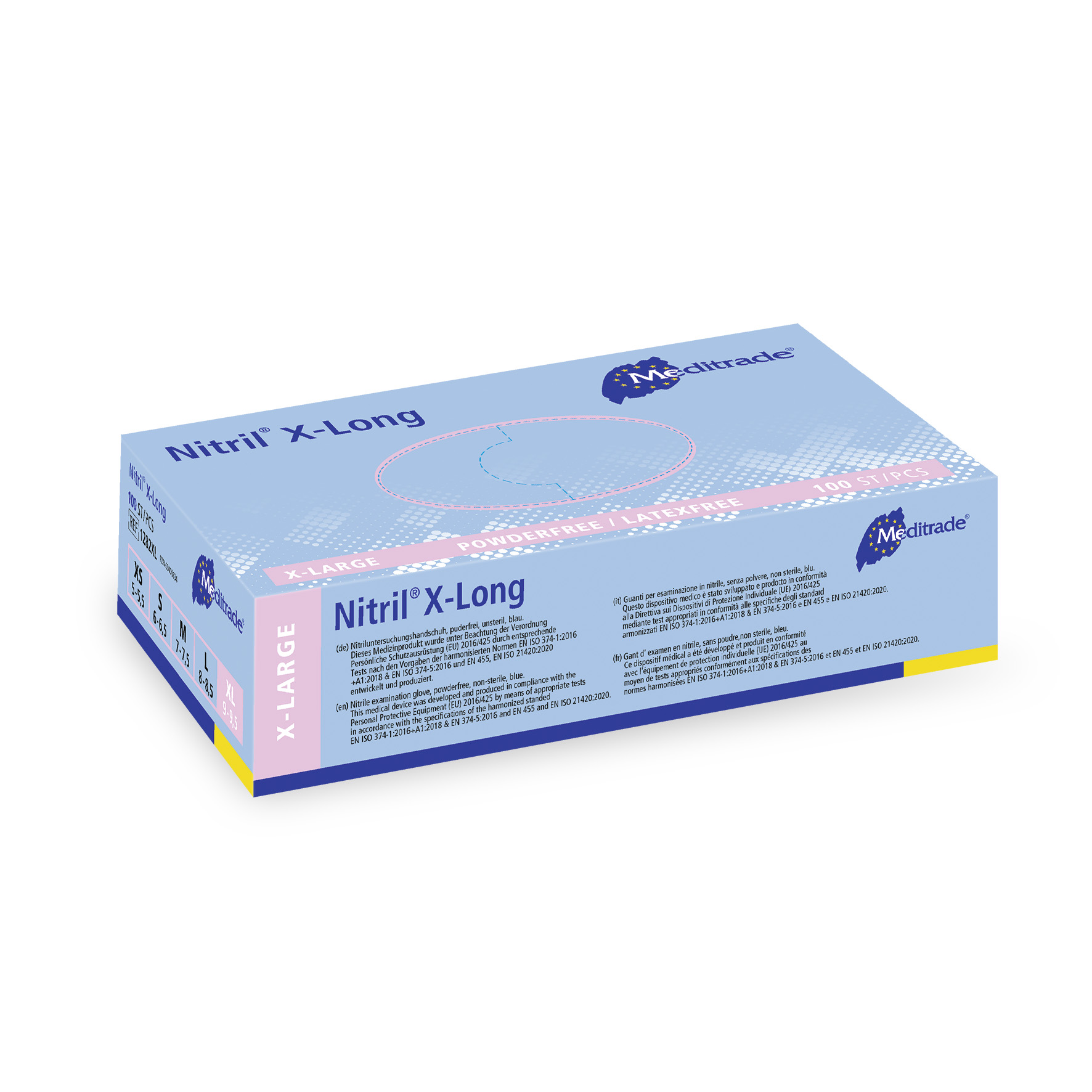 Nitril® X-Long, bleu, gant d'examen, non poudré, 100 pcs. (XL)