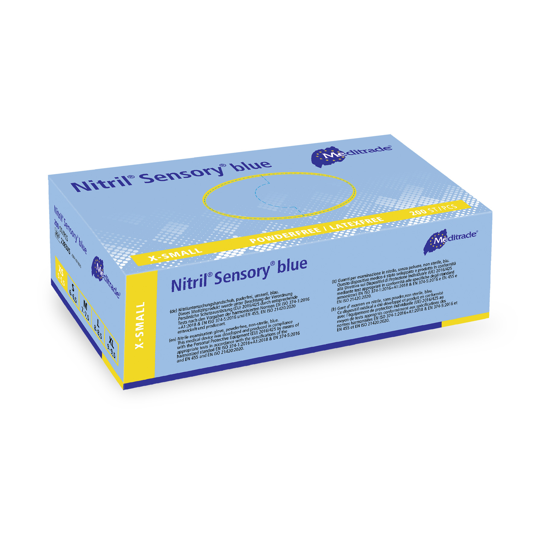 Nitril Sensory, Untersuchungshandschuh aus Nitril, puderfrei (Blau, XS)