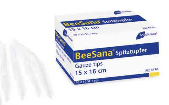 Tamponi rotondi BeeSana in garza secondo EN 14079, sterili, 20x20 cm, rotondi, 240 pz.