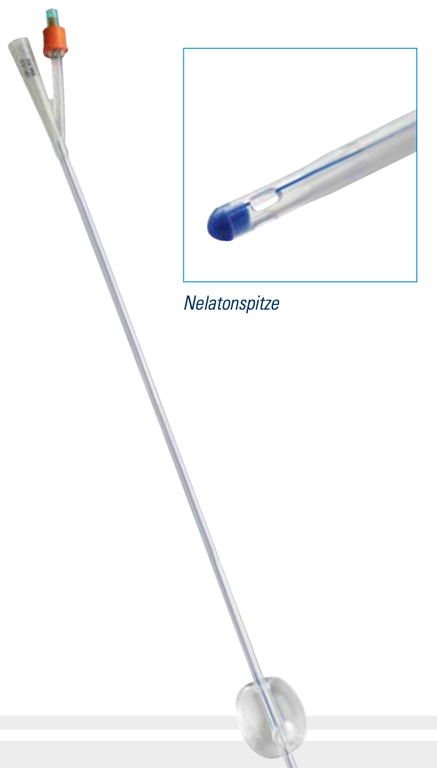 GHC Katheter 2-Weg CAREFLOW, CH12, 40cm, aus Silikon mit Nelatonspitze
