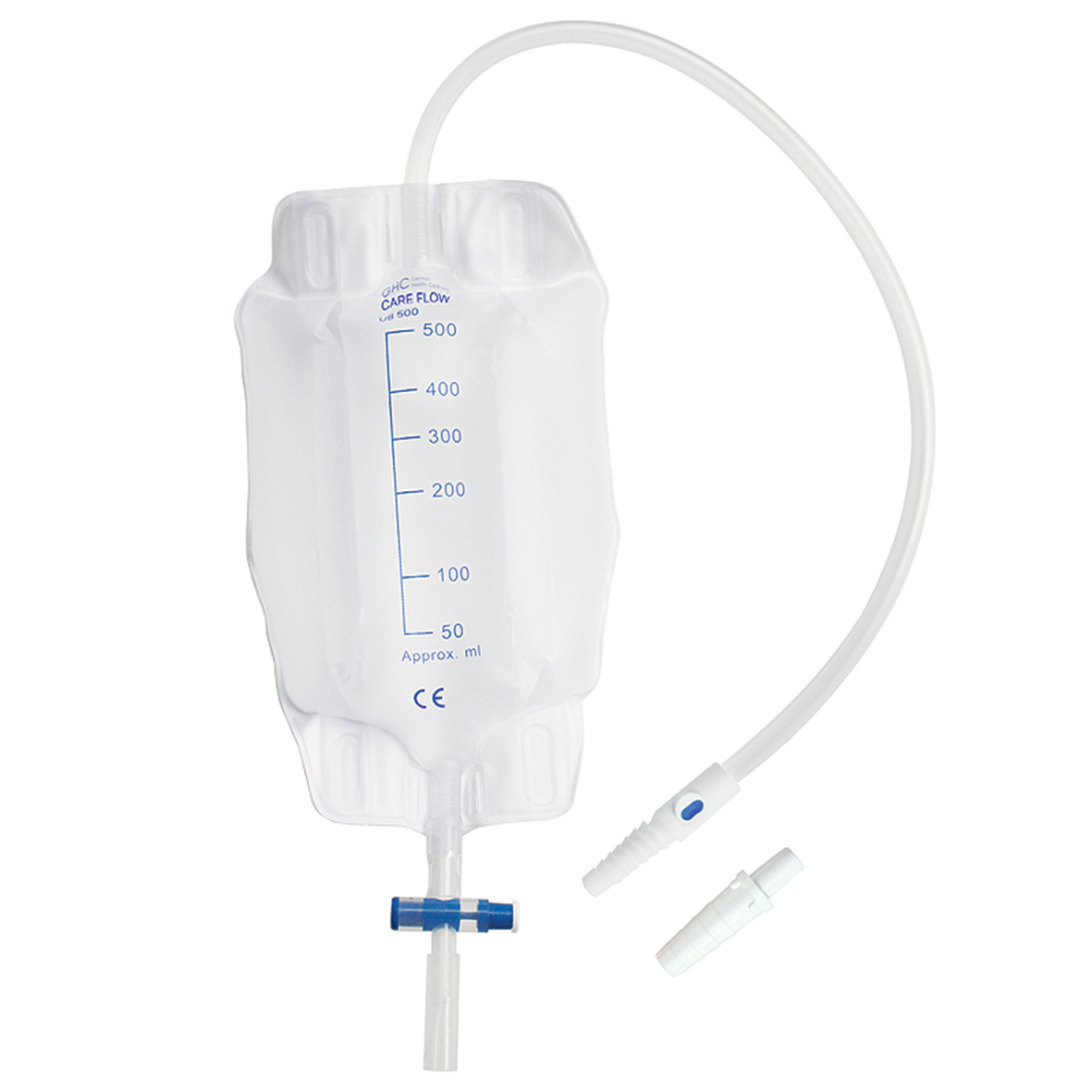GHC Beinbeutel CAREFLOW, T-Ablauf mit Rückschlagventil (500 ml, 50 cm, steril)