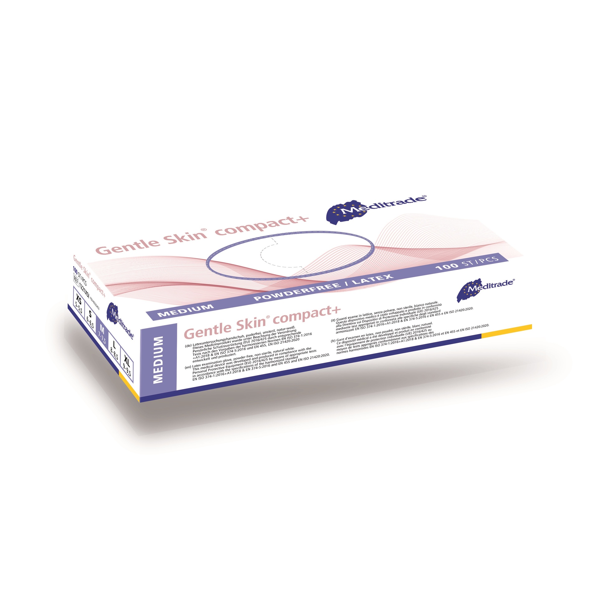 Gentle Skin® compact+, Latex Handschuh, puderfrei, weiss, Medium (7-7.5), 100 Stk.