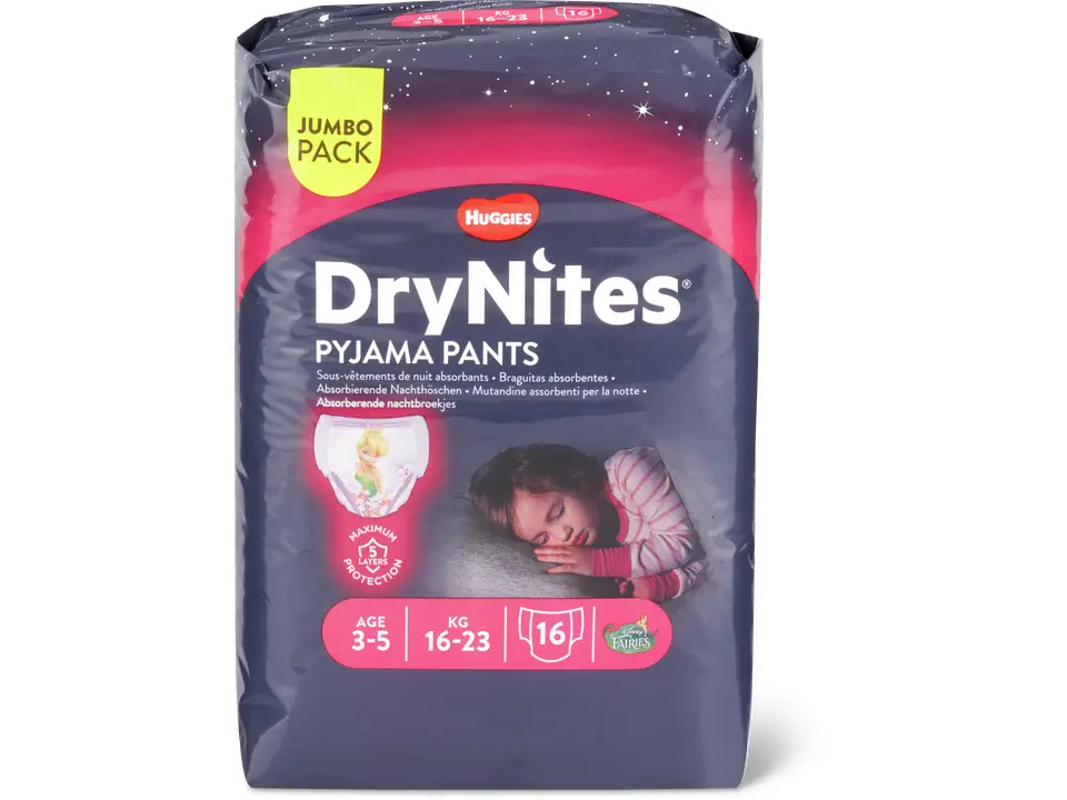 Huggies DryNites Nachtwindeln, Jumbo (Girl, 3-4 Jahre, 12-21 kg)