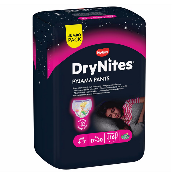 Huggies Drynites Culotte de nuit Fille, 4-7 ans, 2252141, 16 pcs.