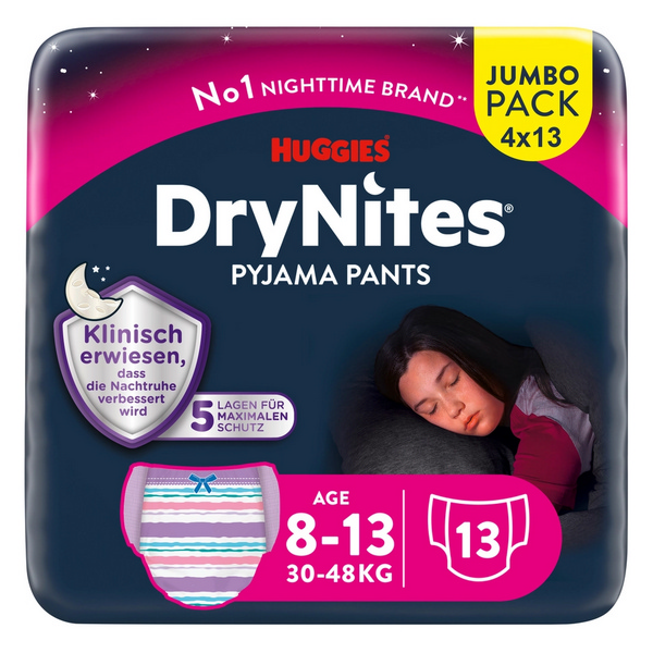 Huggies Drynites mutandine da notte bambina, 8-13 anni, 2154032, 13 pz.