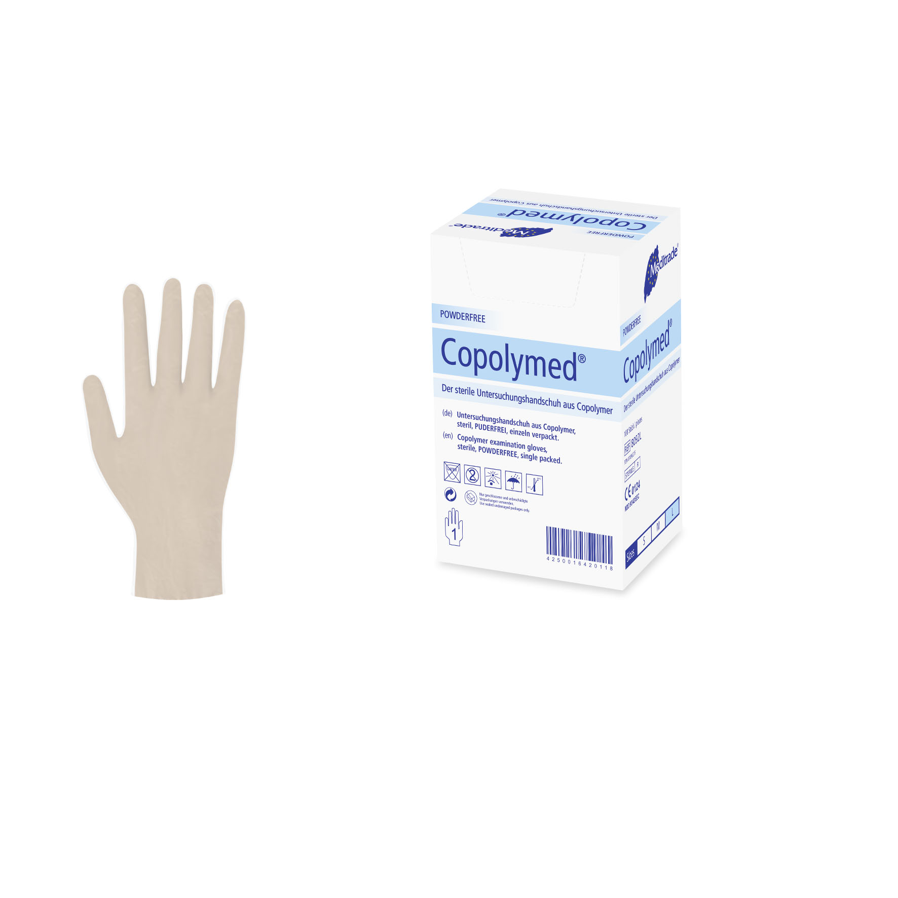 Copolymed Untersuchungshandschuh aus Copolymer, steril, 100 Stk, einzeln verpackt (L)