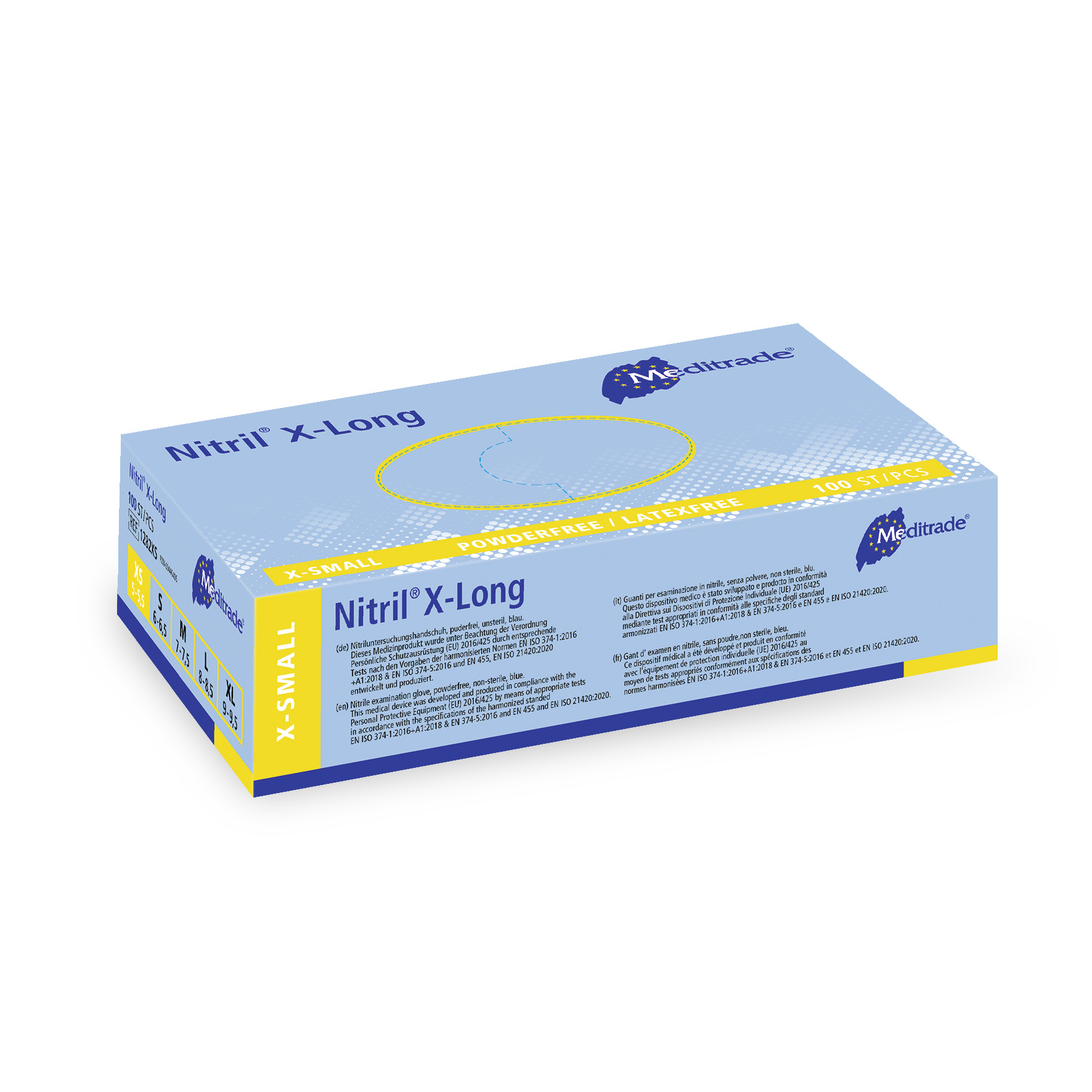 Nitril® X-Long, Blau, Untersuchungshandschuh, puderfrei, 100 Stk. (XS)