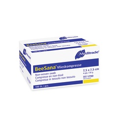 Compresse de gaze/non-tissée BeeSana type 17 fils, non stérile, 100% coton (4 plis, 7.5 x 7.5 cm)