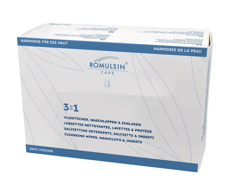 Romulsin Care 3in1 Vliestücher, Waschlappen & Einlagen, 50 Stk.