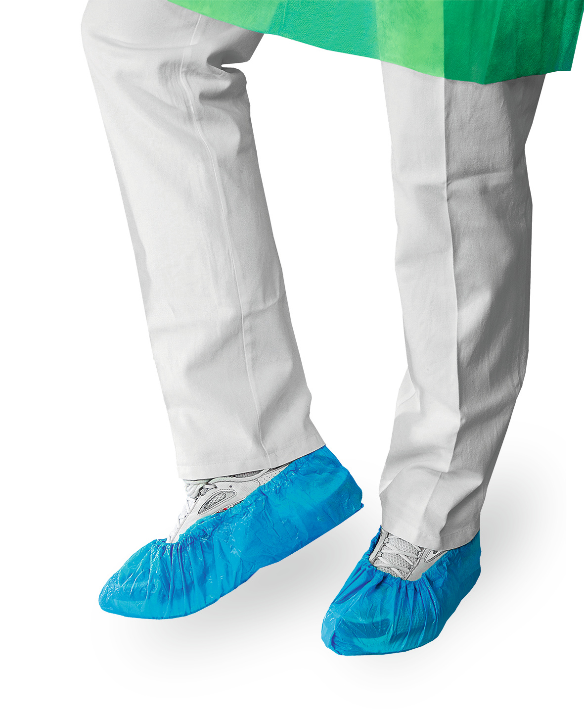 PE overshoes, with elastic, blue, for single use, carton of 1000 pcs.