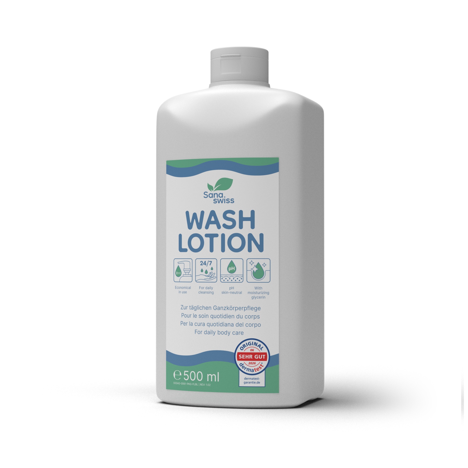 sana.swiss Wash Lotion, 500 ml senza pompa di dosaggio