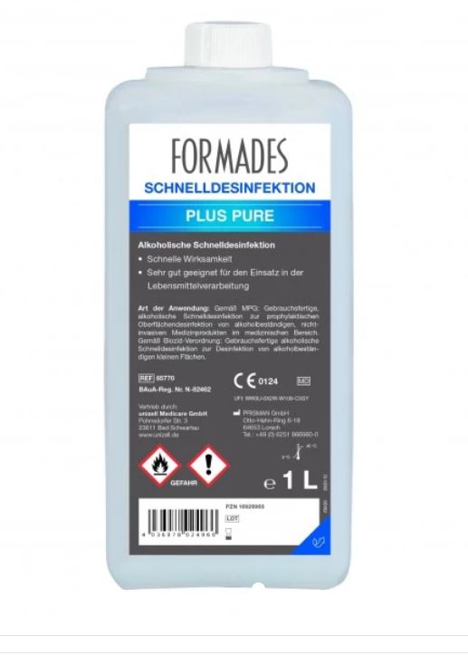 Formades Plus Pure, Flächendesinfektion, inkl. VOC (Sensitive, 8 x 1 L mit 2 Sprühköpfen)