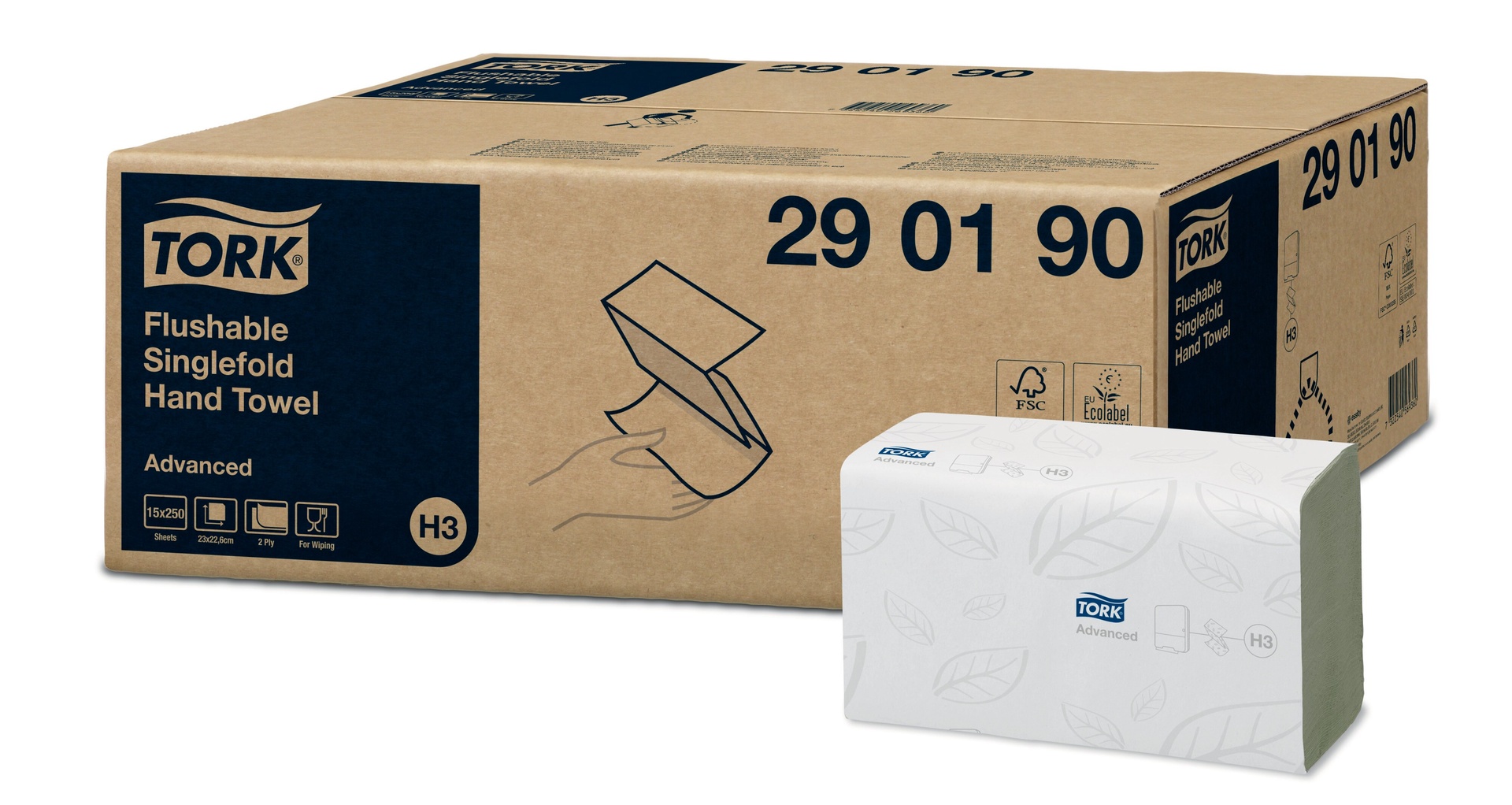 Tork schnellauflösendes Zickzack Handtuch, H3, 2lg, 15 x 250 Stk